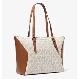 New Michael Kors Coraline Large Signature Tote Vanilla